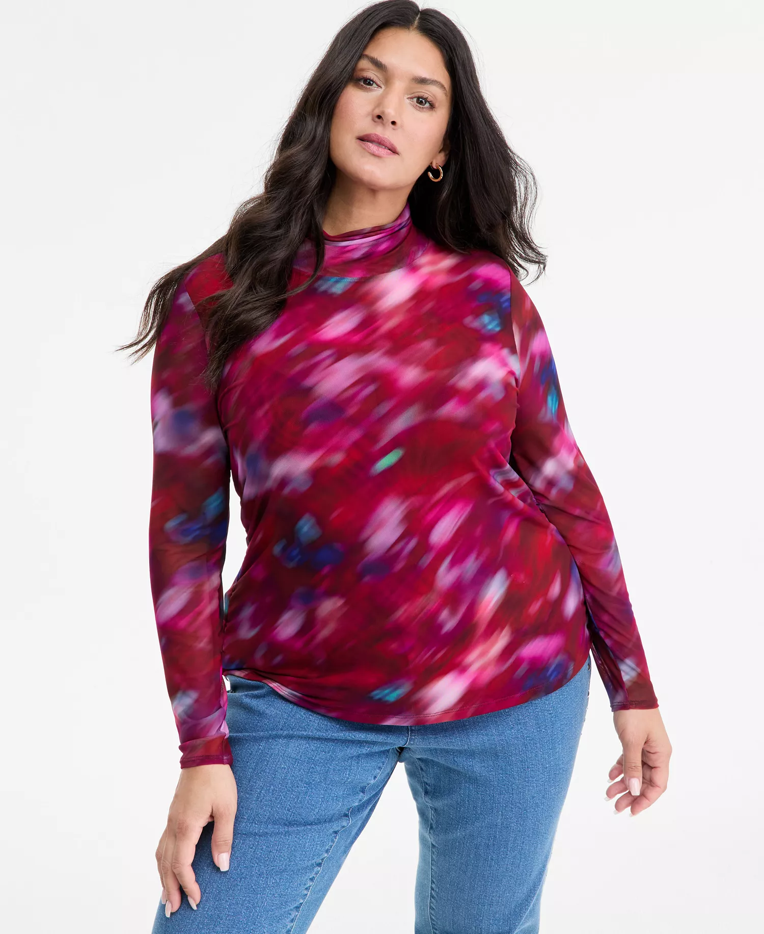 mni-a95f035f0bce62ec6a725f9d8e368040 Plus Size Mock-Turtleneck Top, Macys' Exclusive