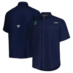 Men's Navy Seattle Mariners Tamiami Omni-Shade Button-Down Shirt