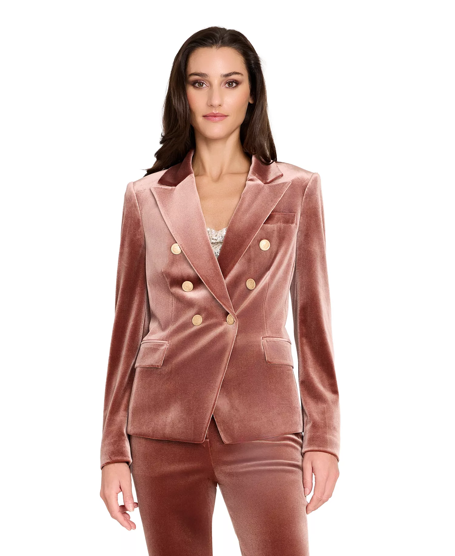 mni-a9dbf9599c4dfac3bdf11715570aa36f Women's Velvet Peak Lapel Collar Blazer