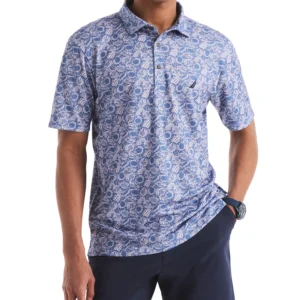 Men's Classic-Fit Moisture-Wicking Printed Performance Golf Polo Shirt