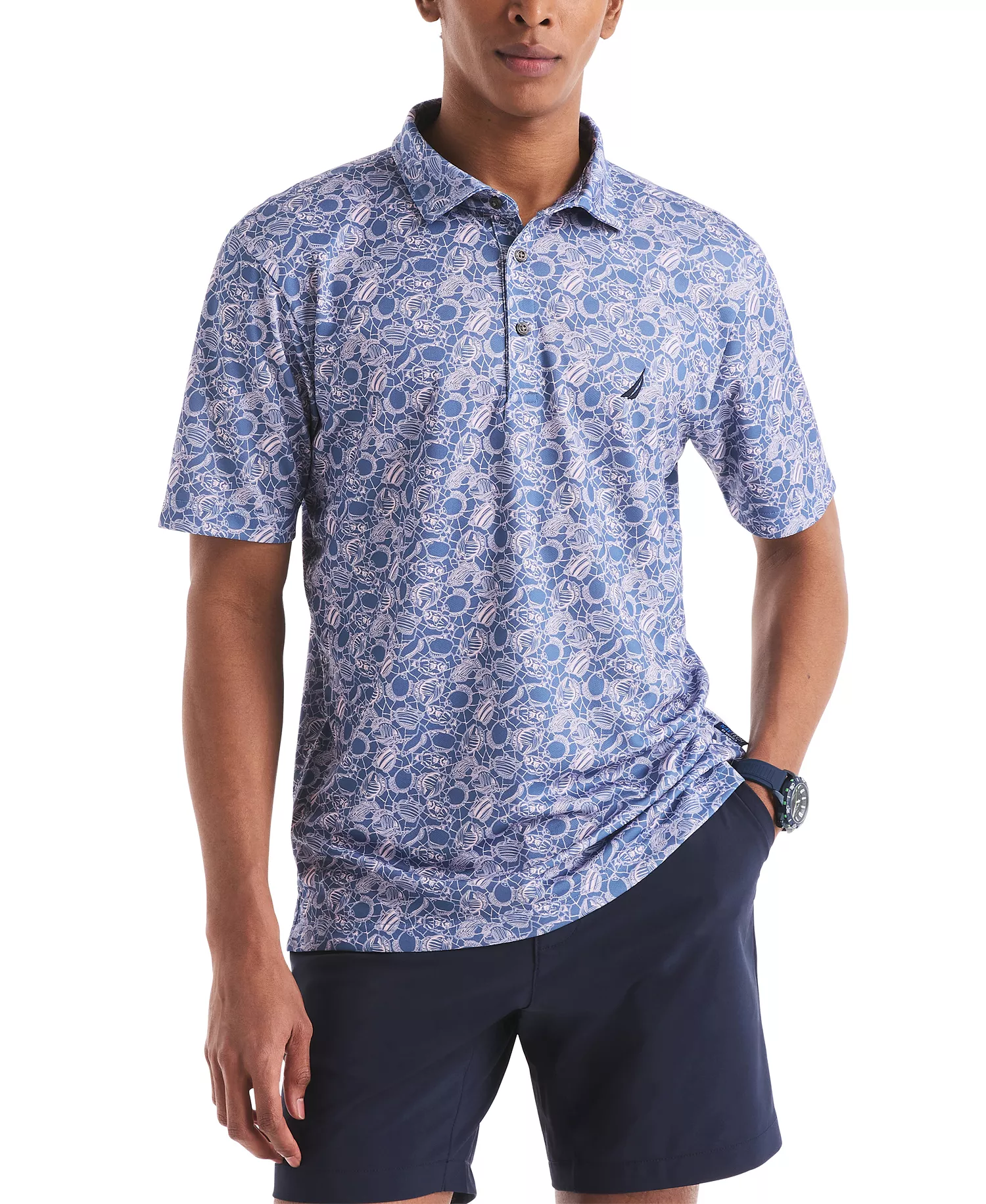 mni-aa12d9065c31f8021c0bf9b1695af90d Men's Classic-Fit Moisture-Wicking Printed Performance Golf Polo Shirt