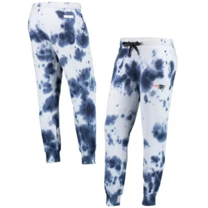 Women's White, Navy New England Patriots Melody Tie-Dye Jogger Pants