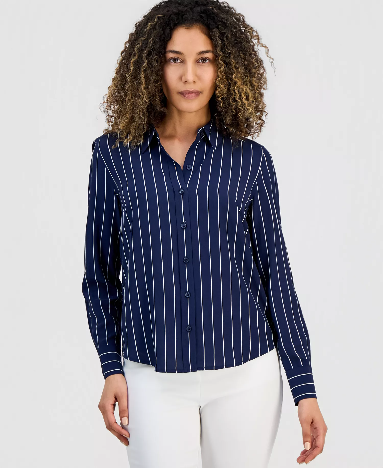 mni-ab6838c2d3a3ddcf5d74f11a83b1c1bd Petite Striped Shirt, Macy's Exclusive