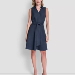 Women's Sleeveless Button-Front Shirt Dress