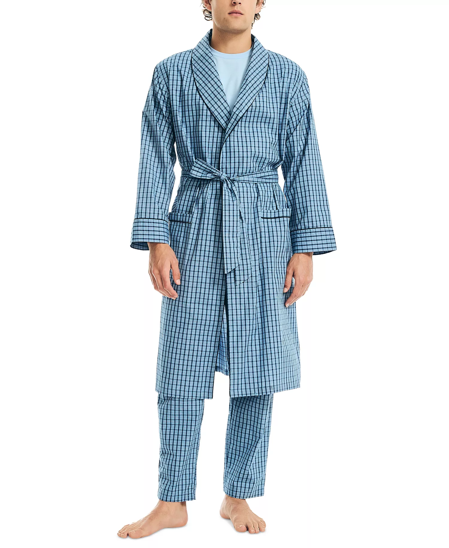 mni-abe4447b15e4c2a5aa4c4eb0aabb7840 Men's Woven Plaid Robe