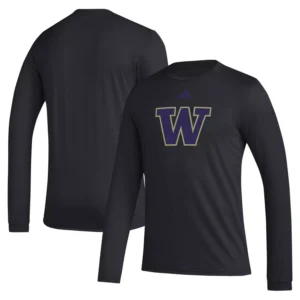 Men's Black Washington Huskies Primary Locker Logo Pre-Game Long Sleeve T-Shirt