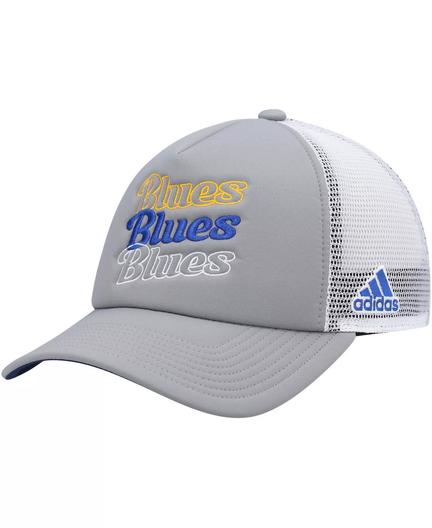mni-ac7851101f9a0bffe318674e0d3a0d99 Women's Gray, White St. Louis Blues Foam Trucker Snapback Hat