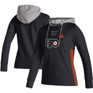 Women's Black Philadelphia Flyers Skate Lace AEROREADY Pullover Hoodie