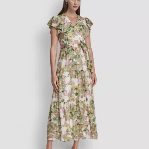 Women's V-Neck Tiered Long Dress