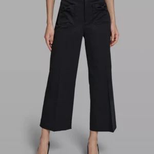 Women's Mid-Rise Straight Bow Pocket Pants
