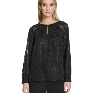 Women's Raglan Sleeve Metallic Blouse