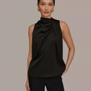 Women's Sleeveless Twist-Front Drape Blouse