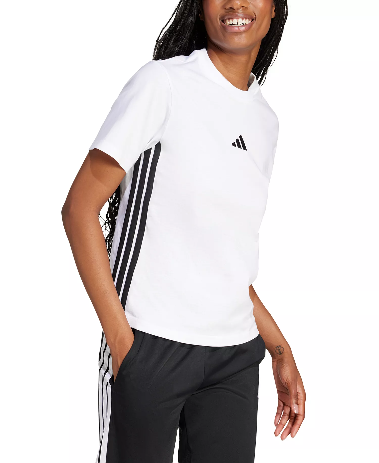 mni-ae885d17f383ea58604dfa17bceb9141 Women's Essentials 3-Stripes Cotton T-Shirt