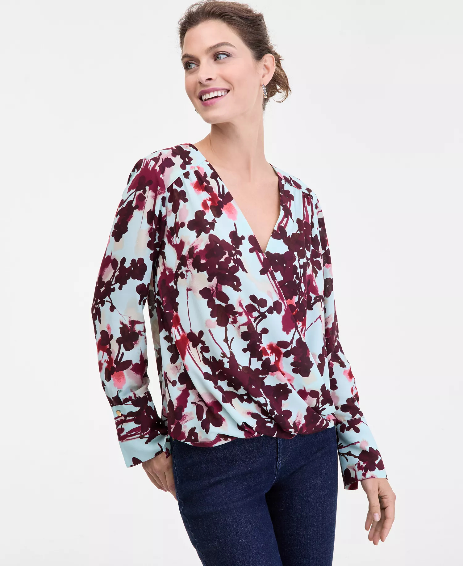 mni-ae8d10050b05284bbbaa6923d5326dca Women's Surplice Long-Sleeve Blouse, Exclusively at Macy's