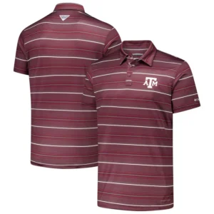 Men's Maroon Texas A&M Aggies PFG Super Terminal Tackle Omni-Shade Stripe Polo Shirt