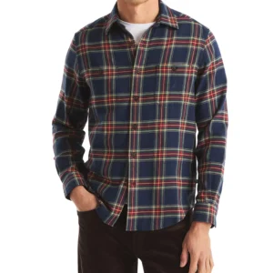 Men's Long Sleeve Stretch Flannel Plaid Shirt