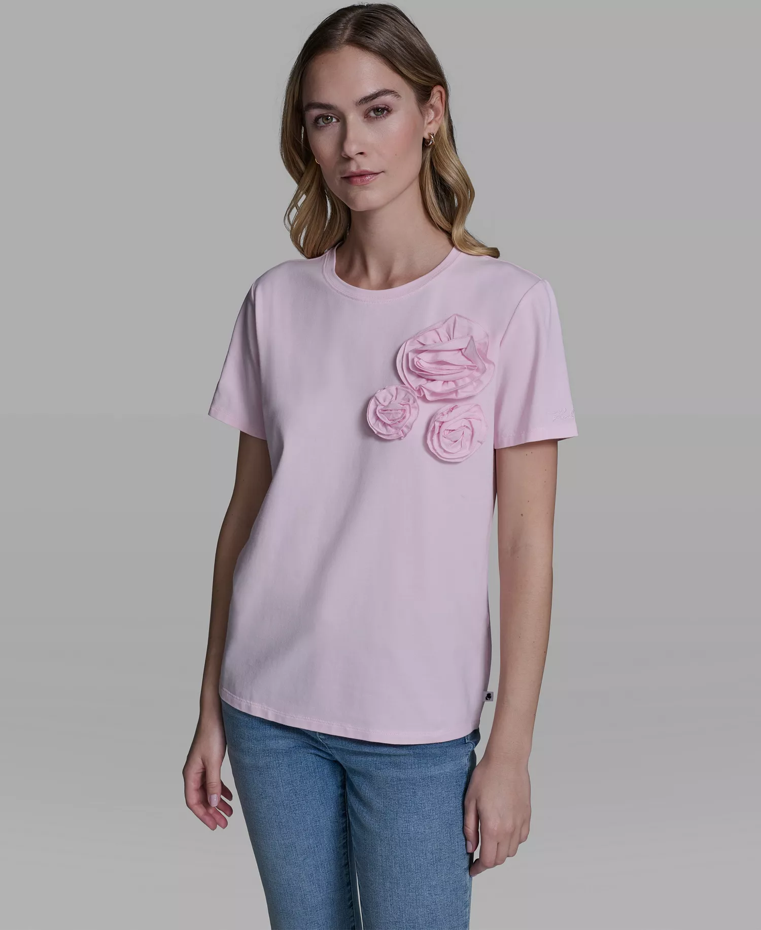 mni-af822c8a5b99c691bd111a92558f0f4f Women's Rose Trim Knit Crew Neck Top — изображение 4