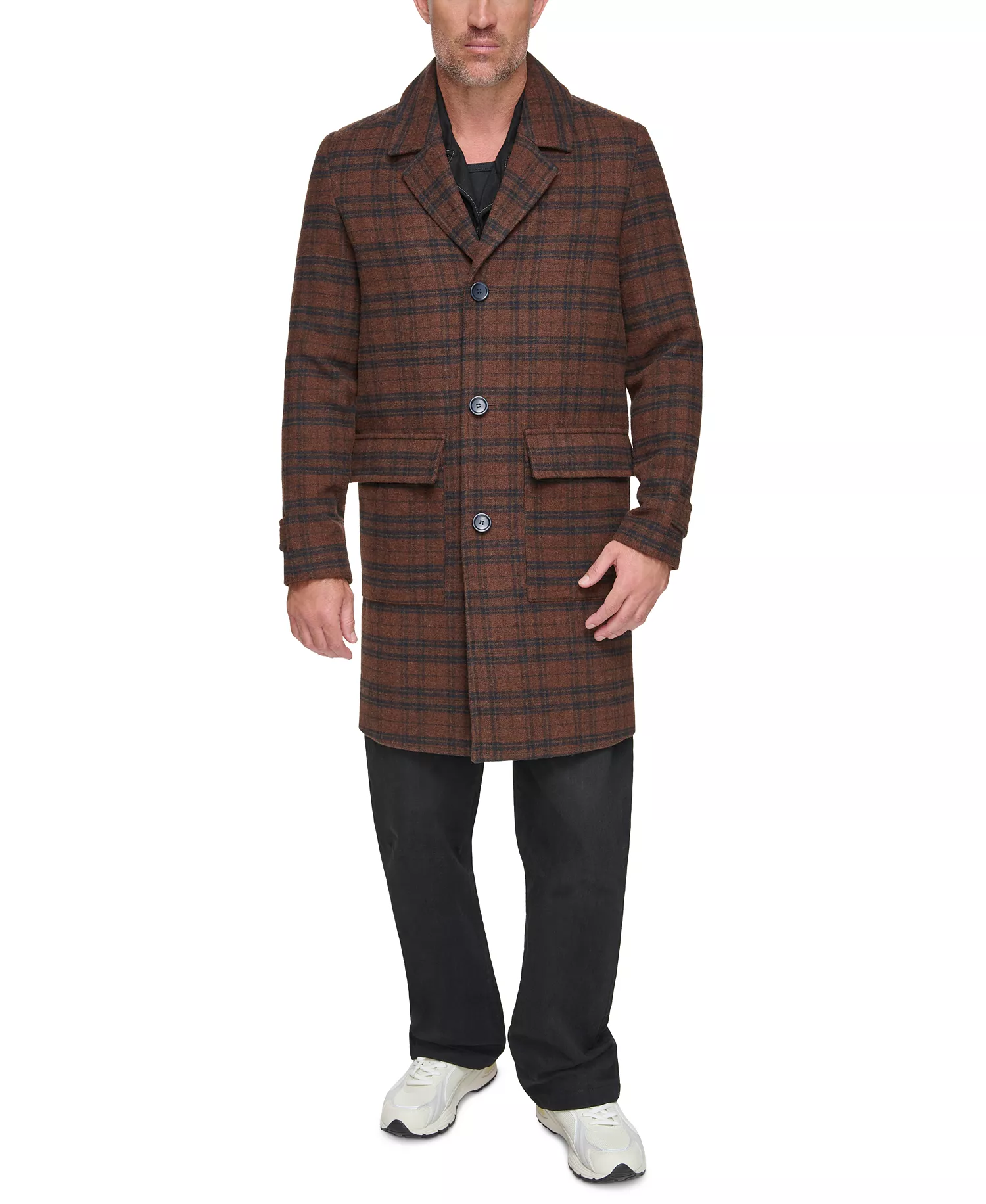 mni-afa14a19840960b02323af49aa5e4bfc Men's Bexar Plaid Overcoat