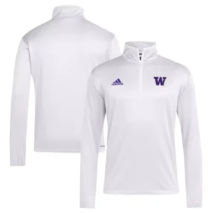 Men's White Washington Huskies 2024 Coaches Sideline Quarter-Zip T-Shirt