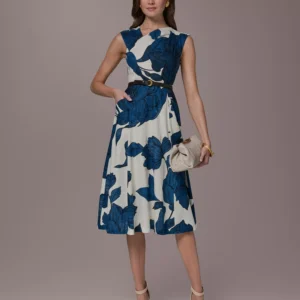 Women's Asymmetrical Neck A-Line Midi Dress