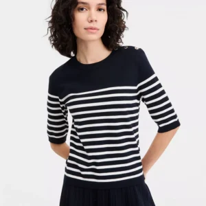 Jeans Women's Elbow-Sleeve Button-Trim Sweater