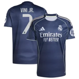 Men's Vini Jr. Blue Real Madrid 2025/26 Away Replica Player Jersey