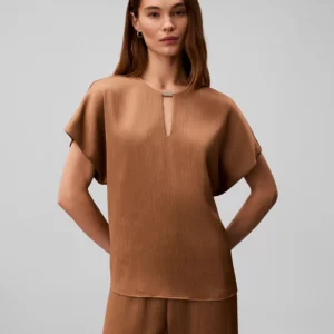 Women's Plisse Short-Sleeve Top