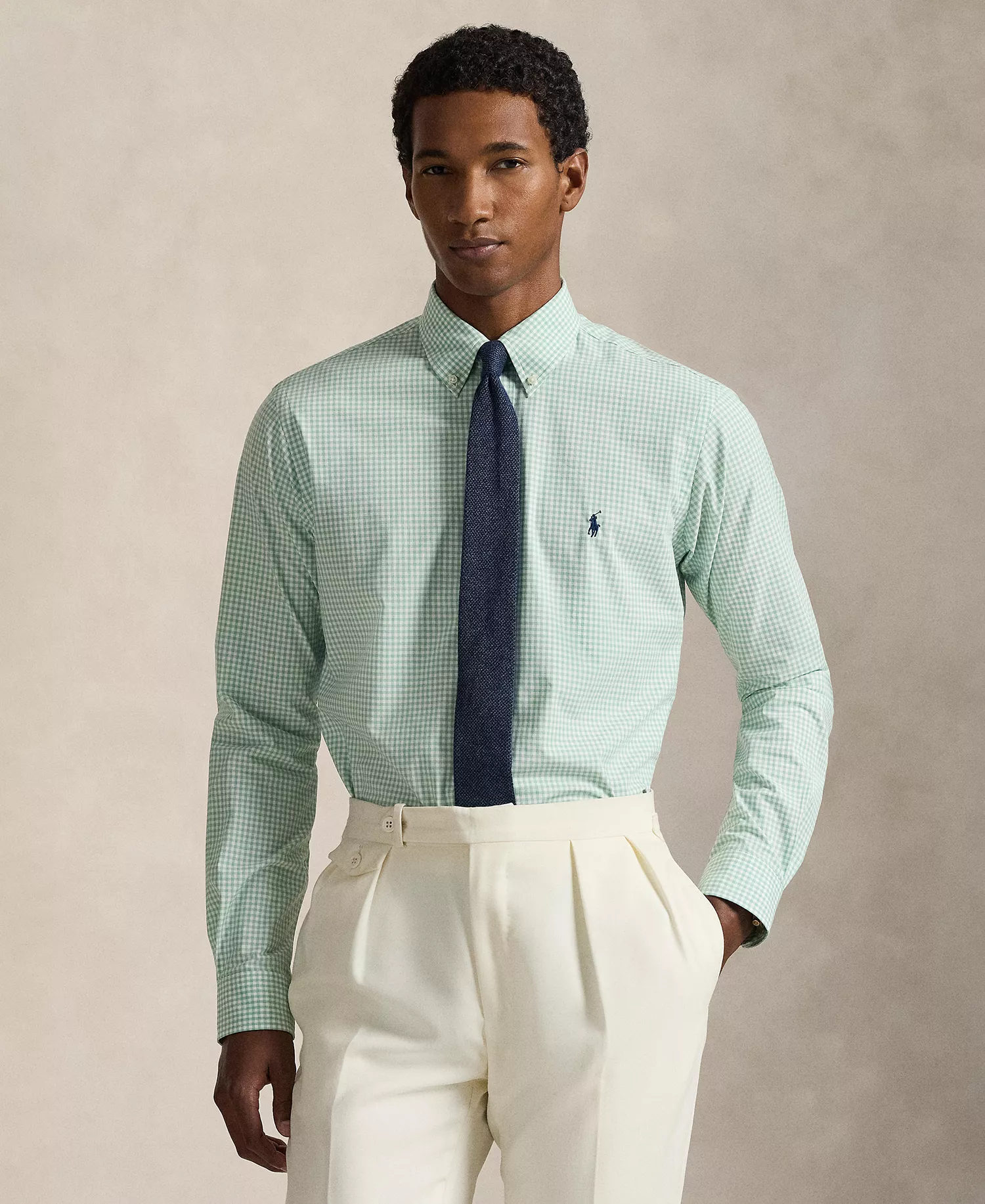 mni-b19147c331d8f937f9acca48e85d6d45 Men's Slim-Fit Gingham Stretch Shirt