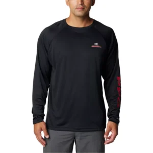 Men's Black Georgia Bulldogs Terminal Tackle Omni-Shade Raglan Long Sleeve T-shirt