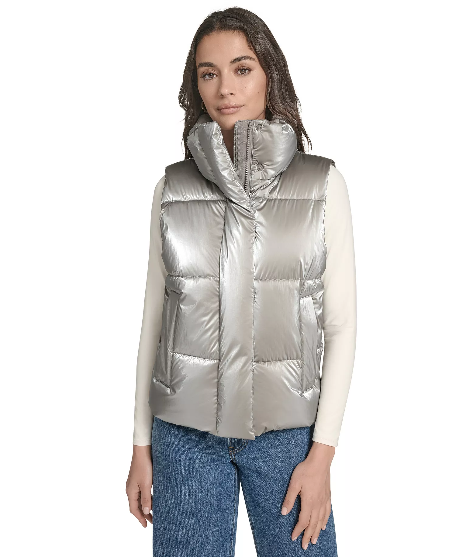 mni-b326391584c4c24d061eee3833d34c48 Women's Regular Stand Collar Puffer Vest Jacket