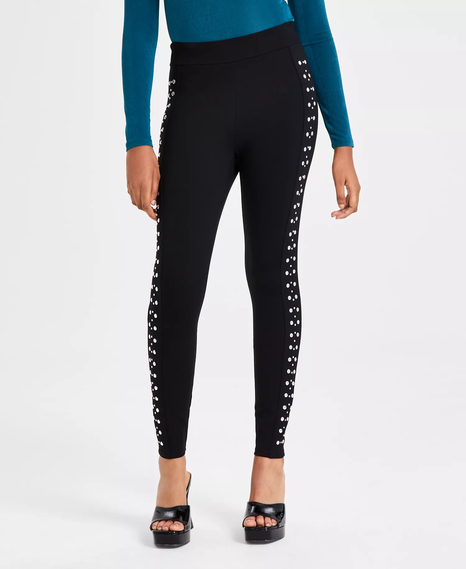mni-b367e370dd09e2a412cf1af308579d7b Women's Three-Row Studded Ponté-Knit Leggings, Created for Macy's