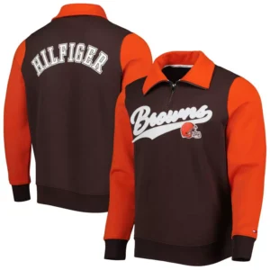 Men's Brown, Orange Cleveland Browns Aiden Quarter-Zip Top