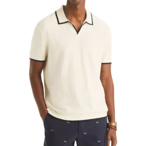 Men's Textured Short-Sleeve Polo Shirt