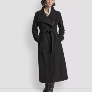 Women's Wing Collar Asymmetrical Wrap Coat