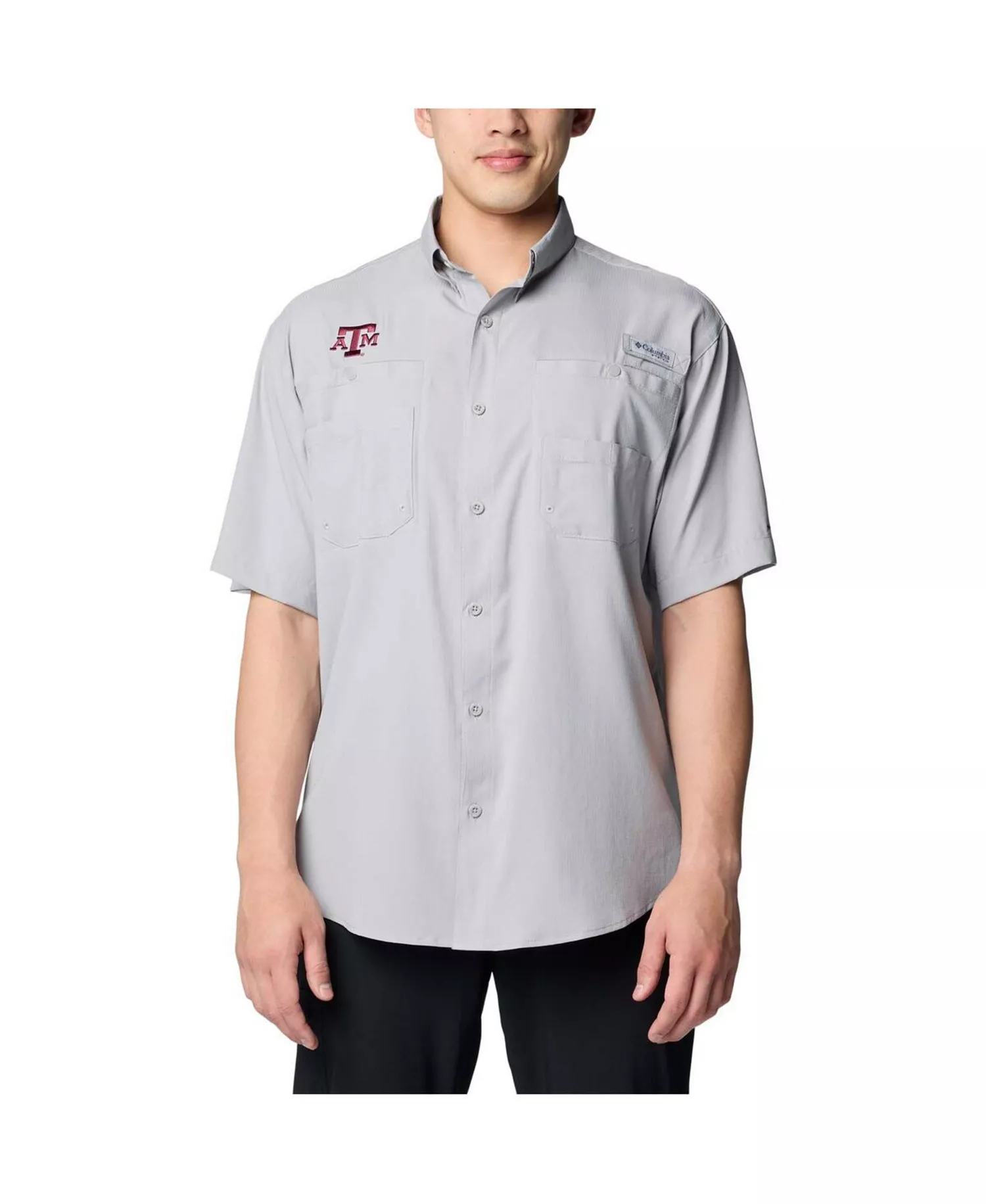 mni-b65ae5ea7a72545233beeefcca83b612 Men's Gray Texas A&M Aggies PFG Tamiami Omni-Shade Button-Down Shirt