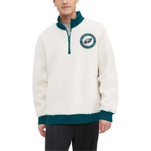 Men's Cream Philadelphia Eagles Jordan Sherpa Quarter-Zip Sweatshirt
