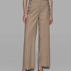 Women's Mid Rise Striped Straight Leg Pants