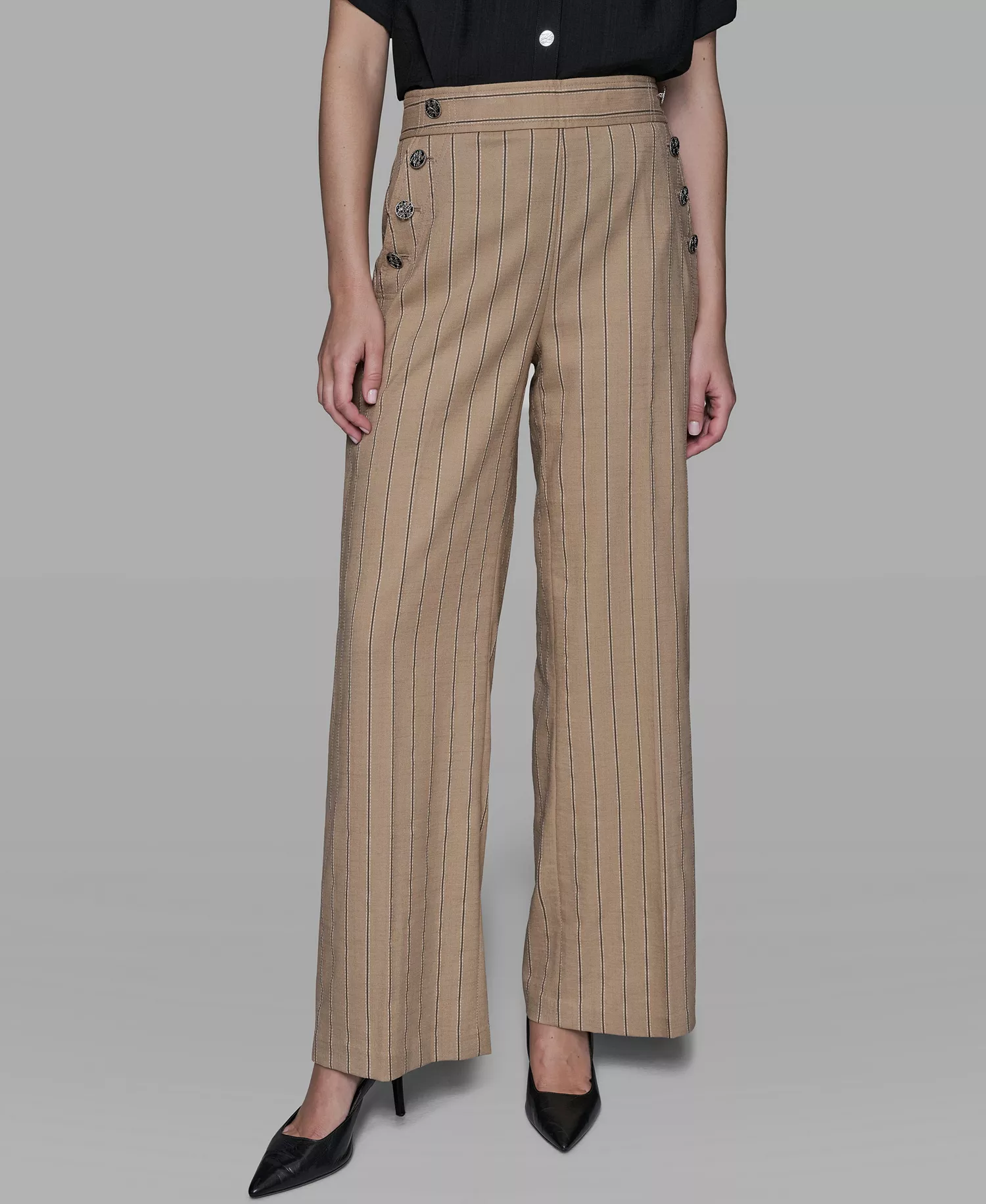 mni-b740459caef00700f4bab88eb9cd764f Women's Mid Rise Striped Straight Leg Pants