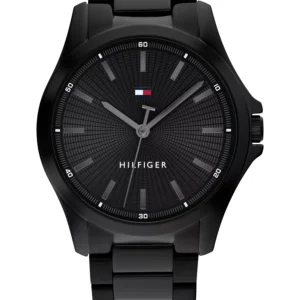Men's Quartz Ionic Plated Black Stainless Steel Bracelet Watch 42mm