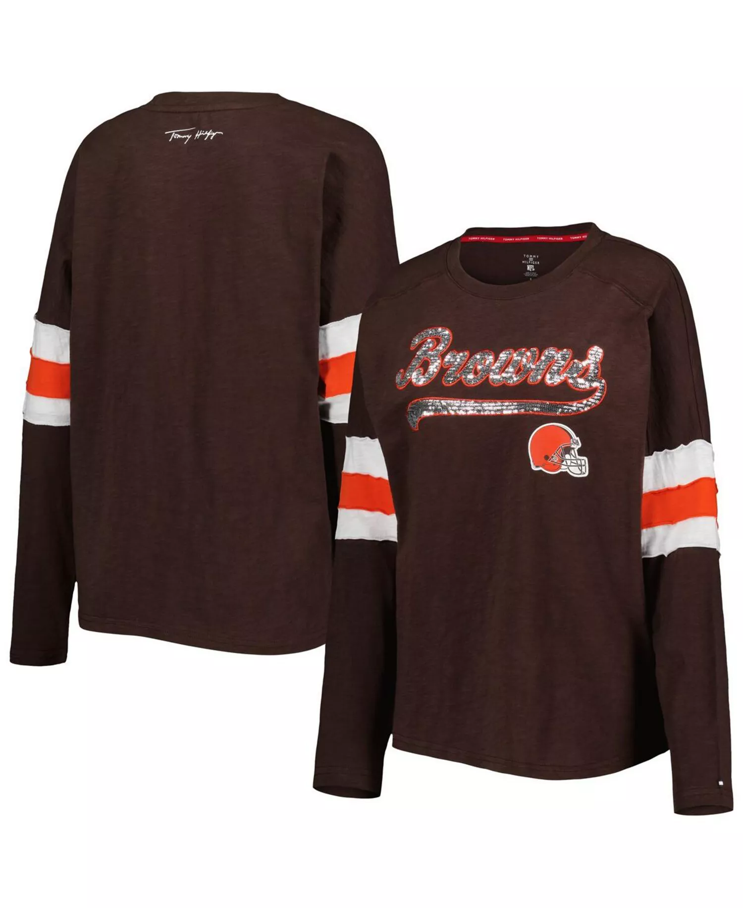 mni-b80d928f39d82e68758a588c8e498d47 Women's Brown Cleveland Browns Justine Long Sleeve Tunic T-shirt
