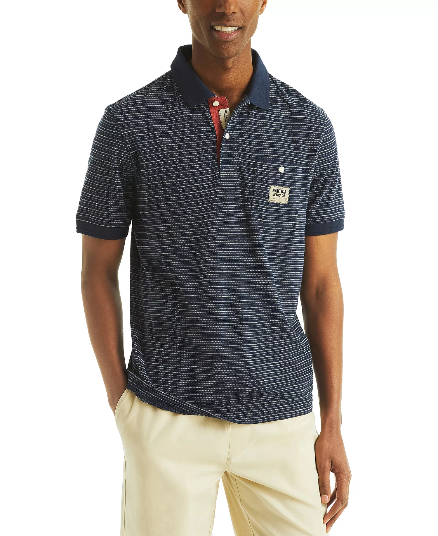 mni-b86ec783cf325a8fbf11f03730b24bb0 Men's Short Sleeve Textured Striped Polo Shirt — изображение 3