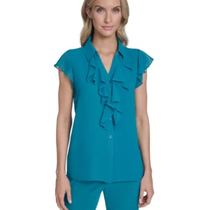 Petite Short-Sleeve Ruffle Top