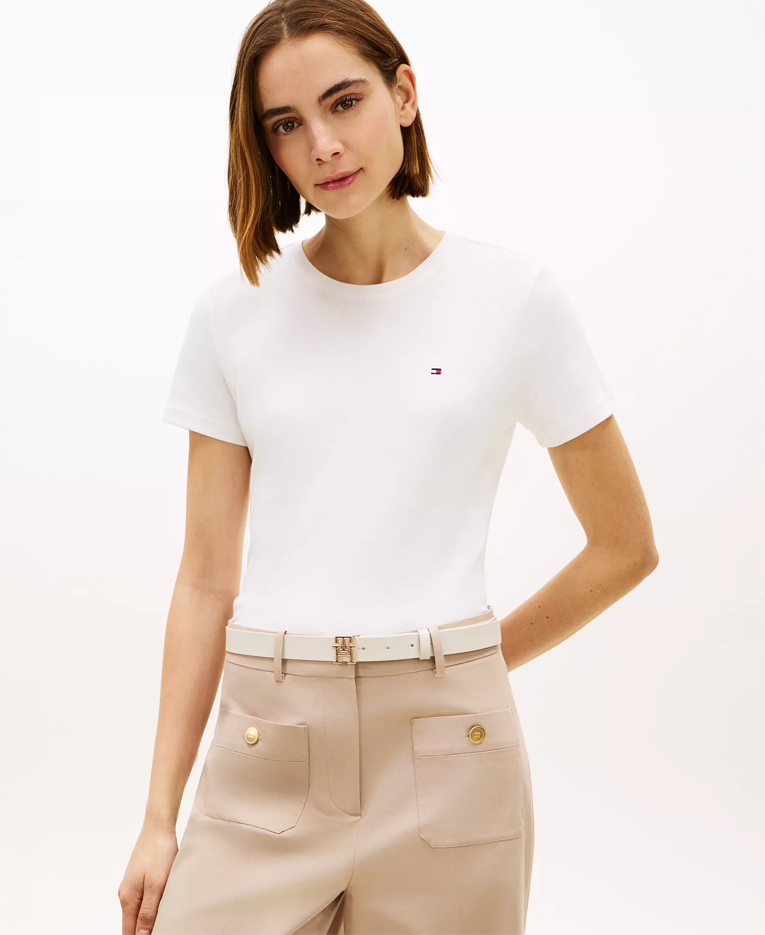 mni-b8b5730bfbbd4cdfaff469364d5720cf Women's Rib Crew Neck Short-Sleeve Slim T-Shirt