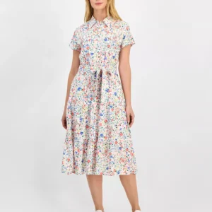 Women's Belagio Floral Belted Shirt Dress
