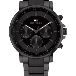 Men's Multifunction Black Stainless Steel Watch 43mm