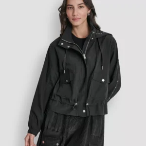 Women's Studded Hooded Anorak Jacket