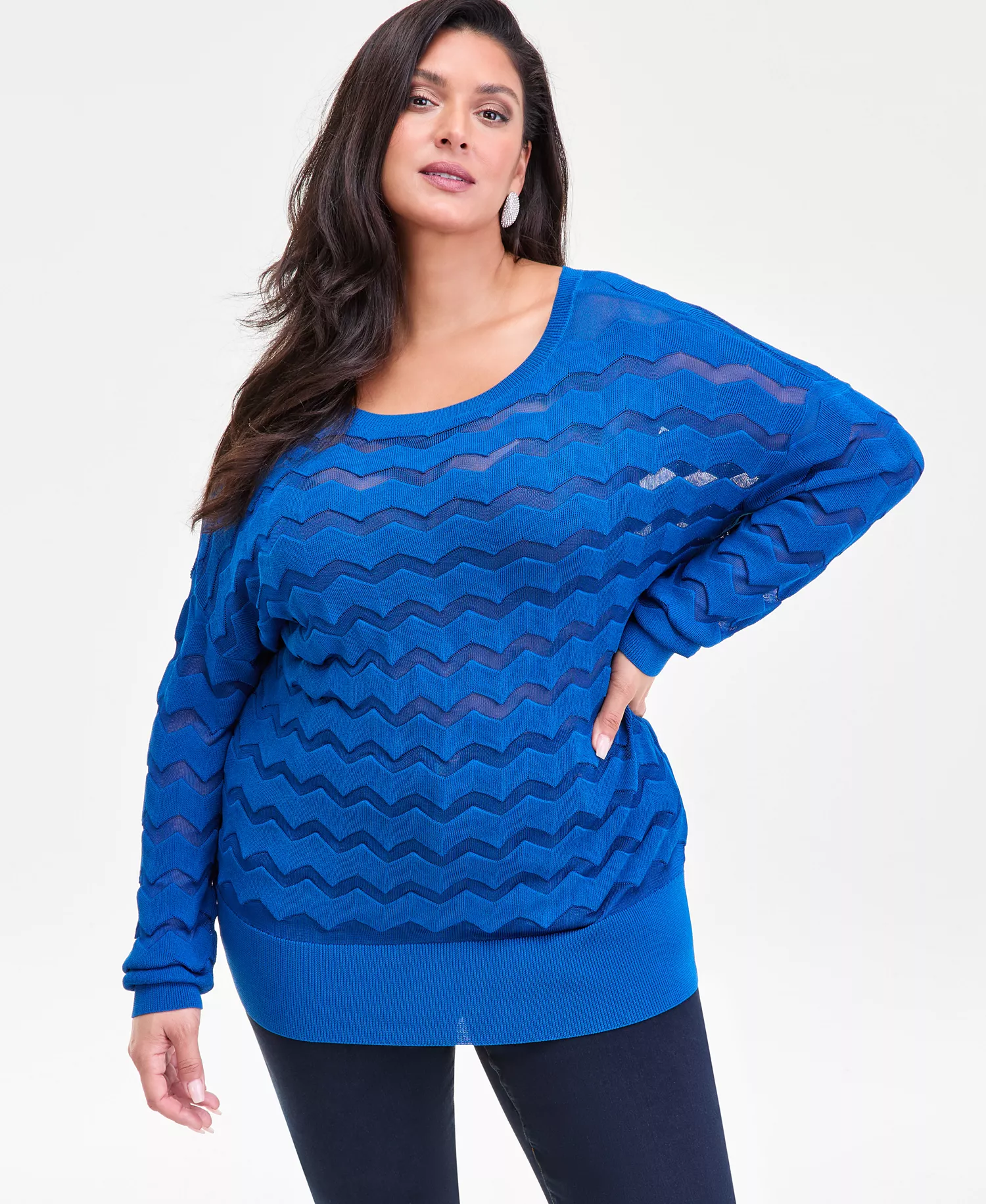 mni-bca2a22db9dce0ea7aa34bd4a7fa72f3 Plus Size Chevron Stitch Sweater, Macy's Exclusive — изображение 3