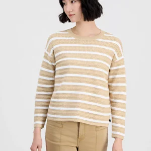 Jeans Women's Striped Braided Pointelle Sweater
