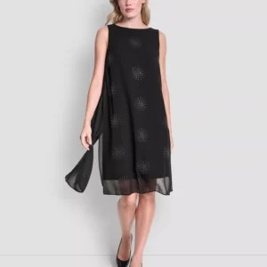 Women's Sleeveless Hotfix Chiffon Overlay Dress