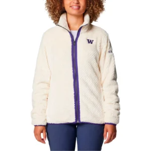 Women's Cream Washington Huskies Fireside II Sherpa Full-Zip Jacket